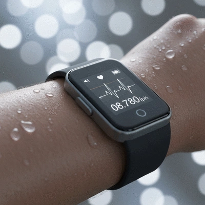 Close-up of a heart rate monitor with a healthy lipid profile display, medical setting, no text, no words, no typography