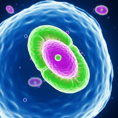Microscopic view of healthy mitochondria within a cell, vibrant and active