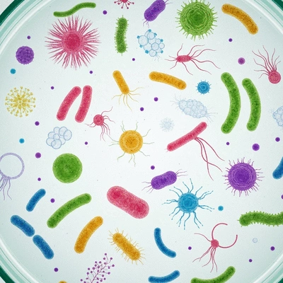 Microorganisms in a petri dish, symbolizing gut microbiome diversity