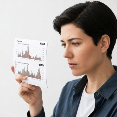 Person looking at a chart showing blood sugar levels, emphasizing improved insulin sensitivity