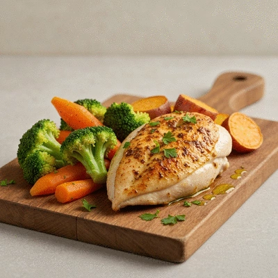 Balanced and healthy meal on a table, illustrating good nutrition during time-restricted eating