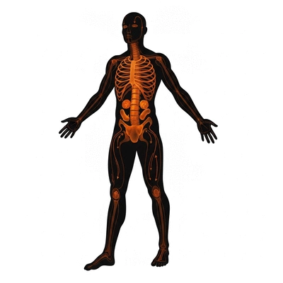Person's silhouette showing internal metabolic processes, highlighting fat burning and energy utilization, with lines and arrows, no text, no words, no typography, clean image