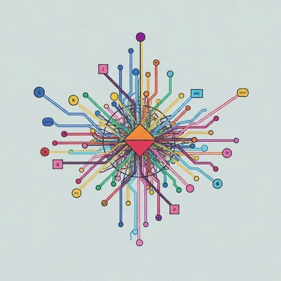 Abstract representation of hormones and their pathways in the human body, clean, modern, no text, no words, no typography