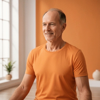Person looking vibrant and healthy after fasting, symbolizing longevity and well-being, clean image, no text, no words, no typography