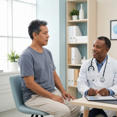 Diabetic patient consulting with a doctor about fasting and health